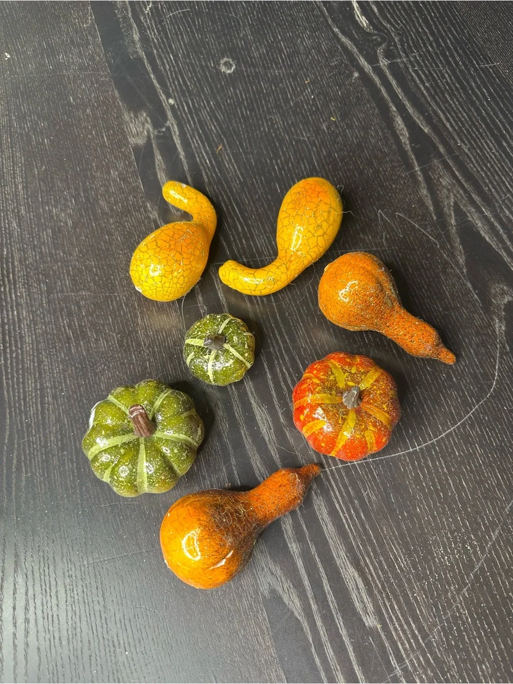 Decorative Mini Pumpkin and Gourd Set - Orange, Yellow, Green - Lot of 7